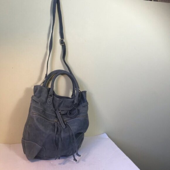 Roots Leather Bucket Tote & Wallet Crossbody Shoulder Bag Buckskin Zip Pockets - Picture 4 of 16